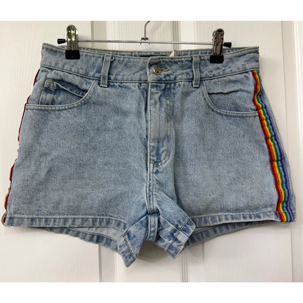 Paris Blues Originals vintage shorts rainbow stripes on each side size 9 denim